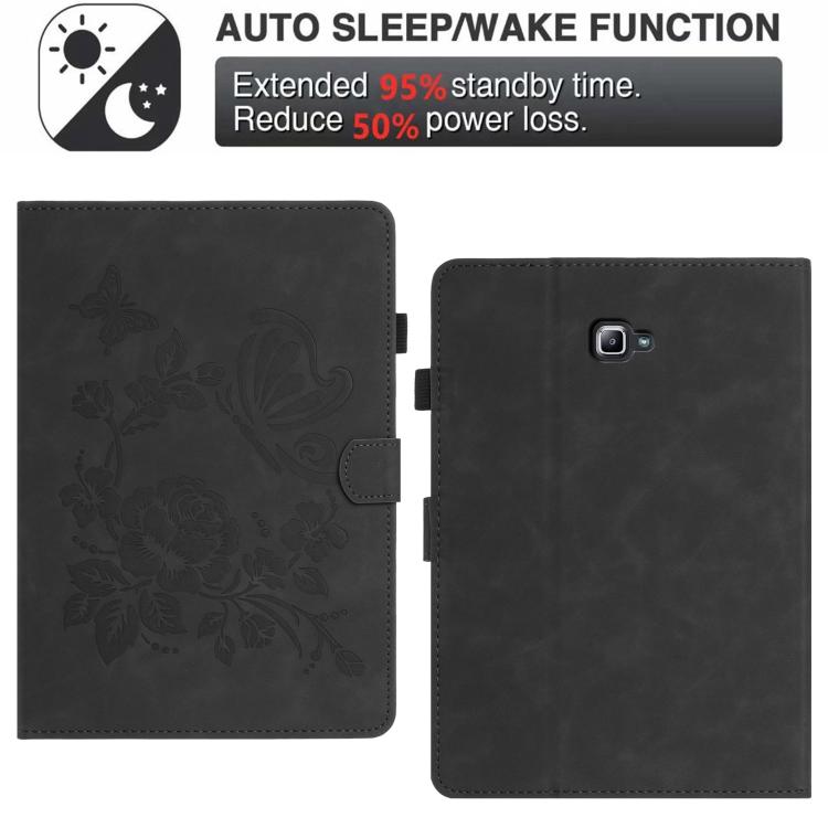 For Samsung Galaxy Tab A 10.1 2016 Butterfly Loves Flowers Embossed Leather Smart Tablet Case