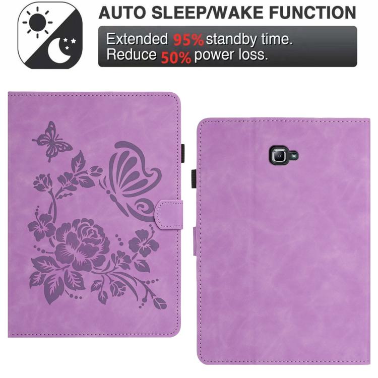 For Samsung Galaxy Tab A 10.1 2016 Butterfly Loves Flowers Embossed Leather Smart Tablet Case