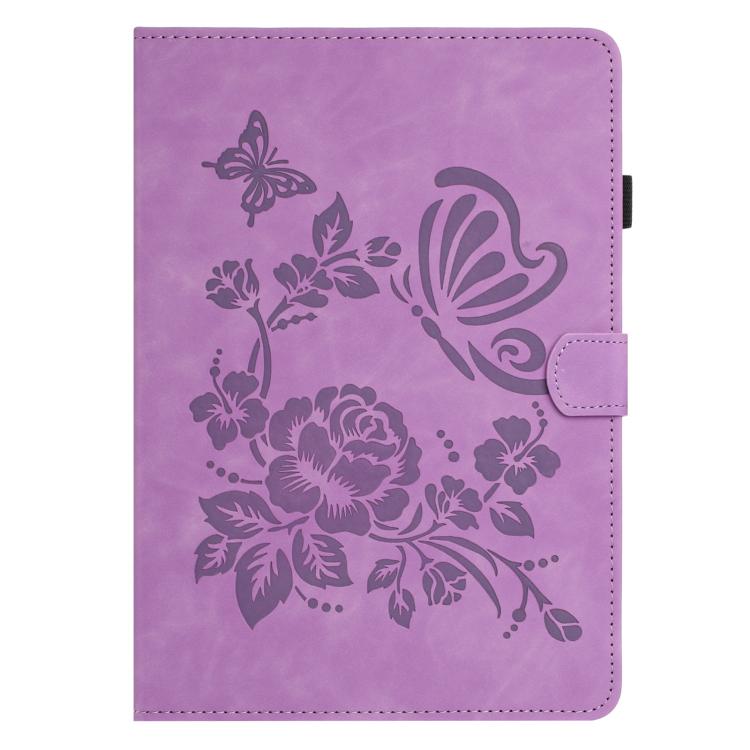 For Samsung Galaxy Tab S8 / S7 Butterfly Loves Flowers Embossed Leather Smart Tablet Case