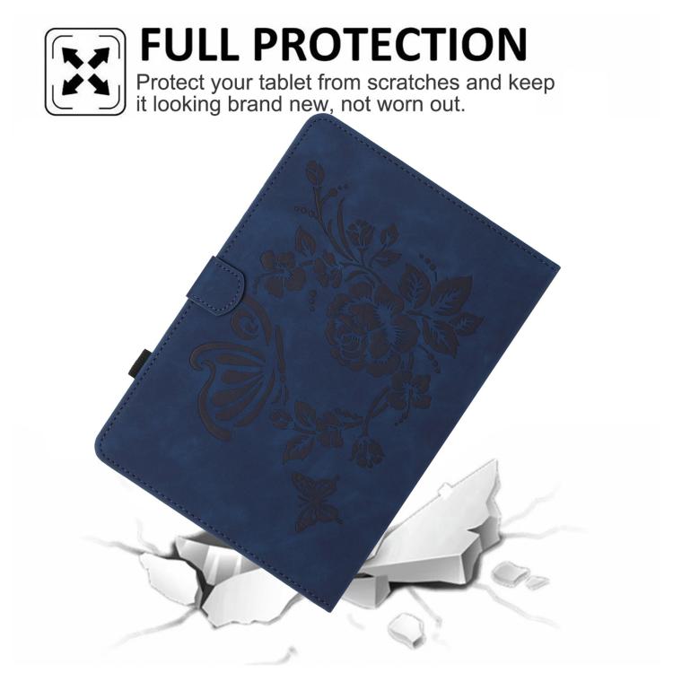 For Samsung Galaxy Tab S8 / S7 Butterfly Loves Flowers Embossed Leather Smart Tablet Case