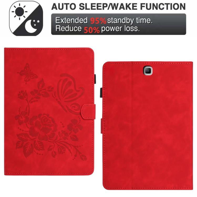 For Samsung Galaxy Tab A 8.0 T350 Butterfly Loves Flowers Embossed Leather Smart Tablet Case