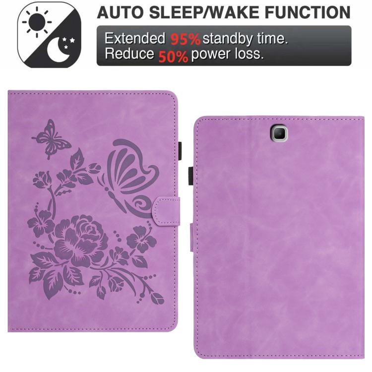 For Samsung Galaxy Tab A 8.0 T350 Butterfly Loves Flowers Embossed Leather Smart Tablet Case