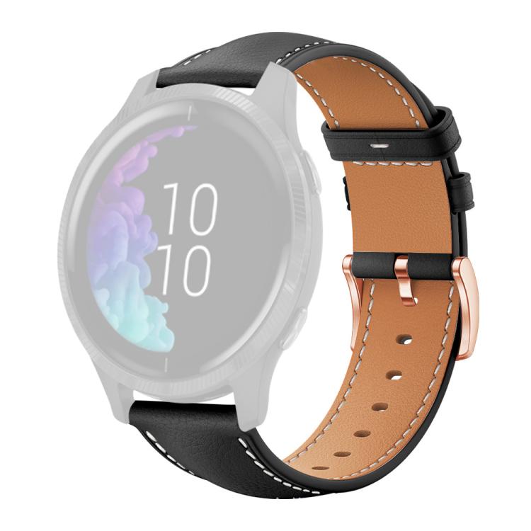 20mm xDfind Flat Head Rose Gold Buckle Black Shark Fine Grain Vegan Leather Watch Band