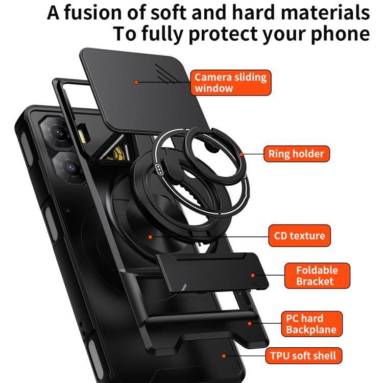 For ZTE nubia Neo 3 5G Lens Sliding Window Multifunctional Magnetic Shockproof Phone Case