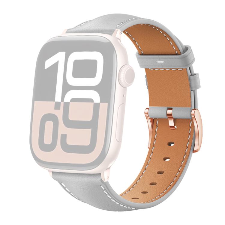 For Apple Watch 38 / 40 / 41 / S11 42mm xDfind Rose Gold Buckle Black Shark Fine Grain Vegan Leather Watch Band