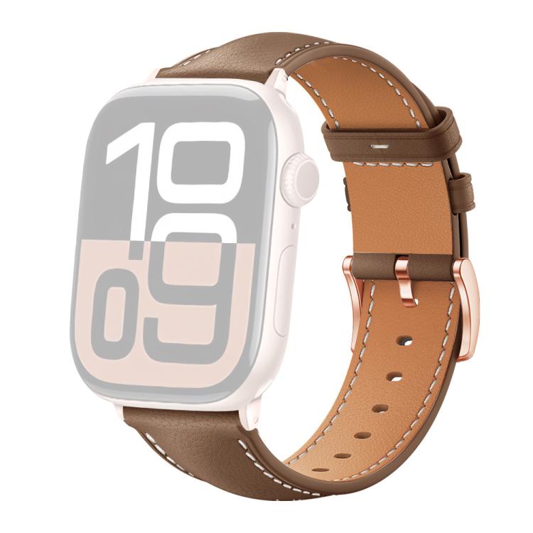 For Apple Watch 38 / 40 / 41 / S11 42mm xDfind Rose Gold Buckle Black Shark Fine Grain Vegan Leather Watch Band