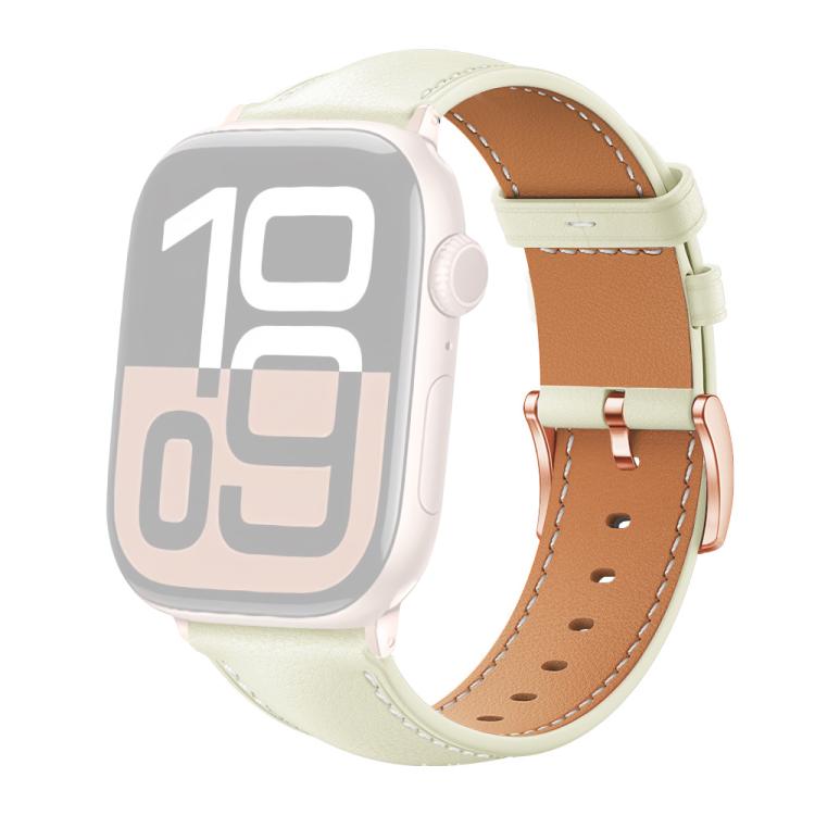 For Apple Watch 38 / 40 / 41 / S11 42mm xDfind Rose Gold Buckle Black Shark Fine Grain Vegan Leather Watch Band