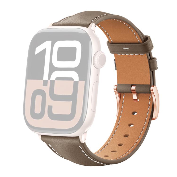For Apple Watch 38 / 40 / 41 / S11 42mm xDfind Rose Gold Buckle Black Shark Fine Grain Vegan Leather Watch Band