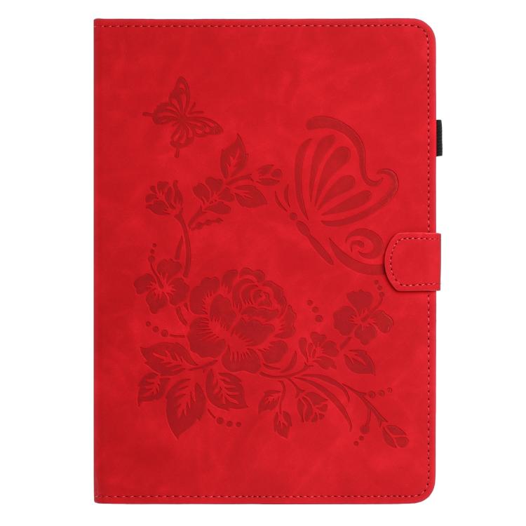 For Samsung Galaxy Tab A11 / A9 Butterfly Loves Flowers Embossed Leather Tablet Case
