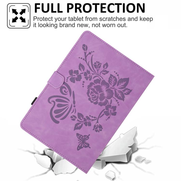 For Samsung Galaxy Tab A11 / A9 Butterfly Loves Flowers Embossed Leather Tablet Case