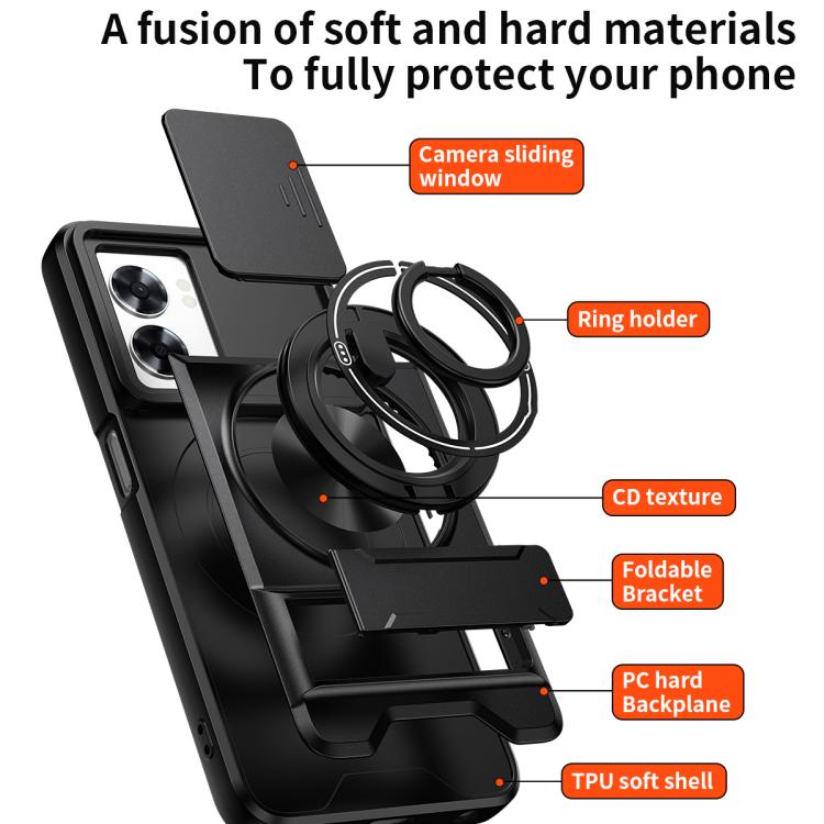 For OPPO A57 5G Lens Sliding Window Multifunctional Magnetic Shockproof Phone Case