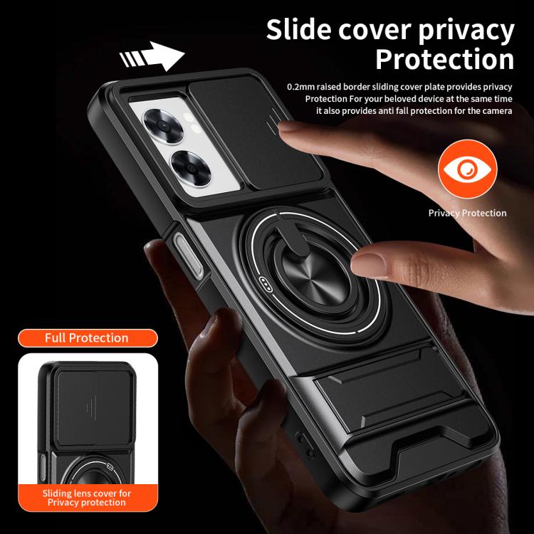 For OPPO A57 5G Lens Sliding Window Multifunctional Magnetic Shockproof Phone Case