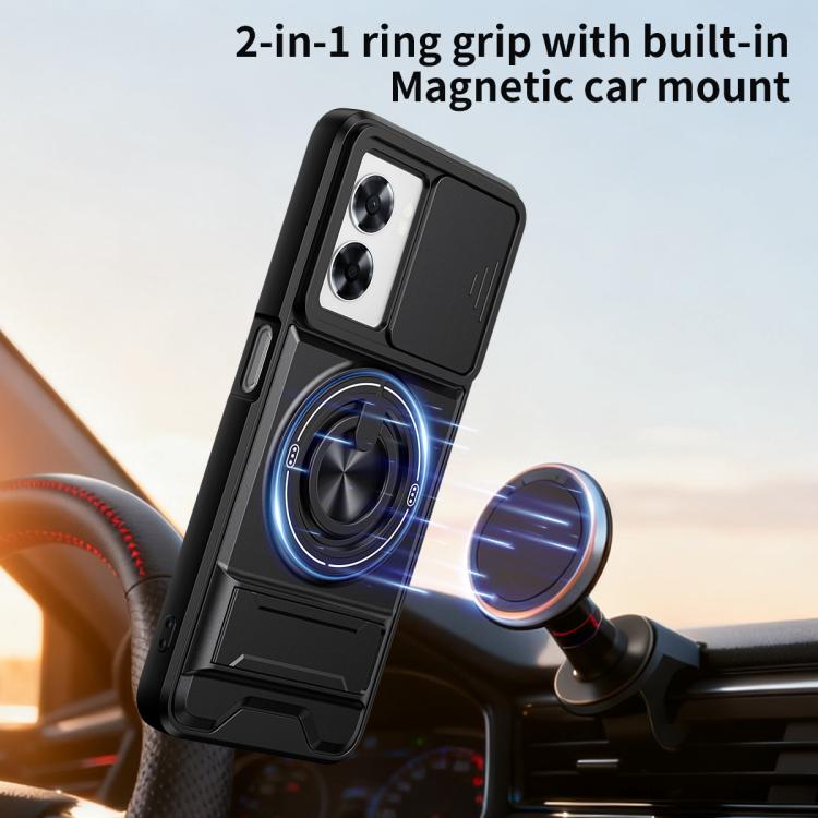 For OPPO A57 5G Lens Sliding Window Multifunctional Magnetic Shockproof Phone Case
