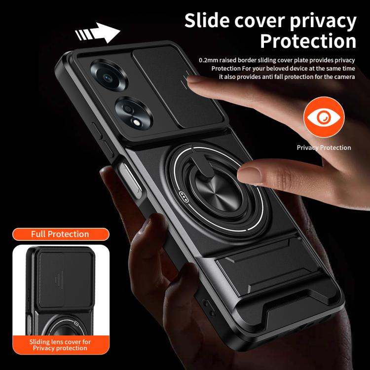 For OPPO A58 4G Lens Sliding Window Multifunctional Magnetic Shockproof Phone Case