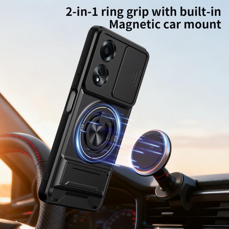 For OPPO A58 4G Lens Sliding Window Multifunctional Magnetic Shockproof Phone Case