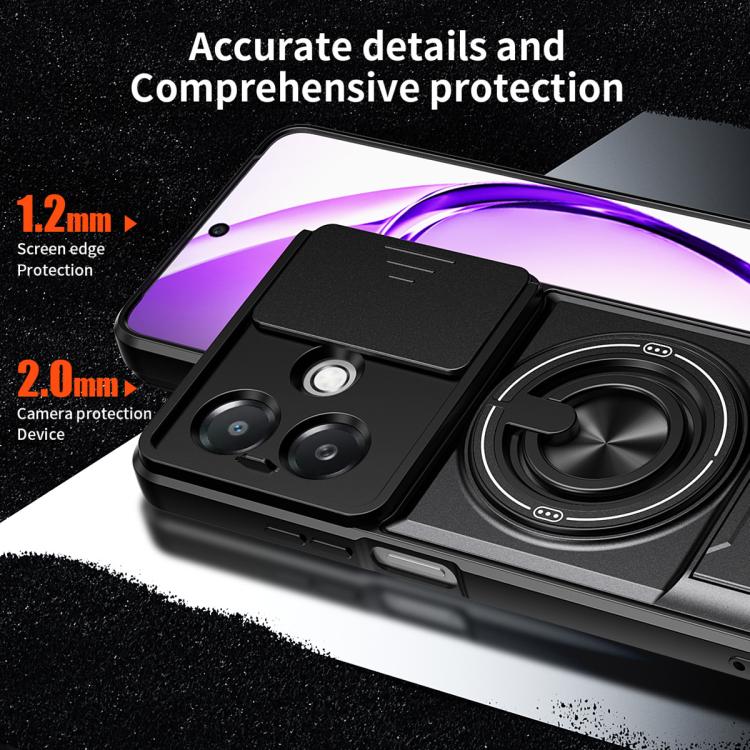For OPPO A3x 5G India Lens Sliding Window Multifunctional Magnetic Shockproof Phone Case