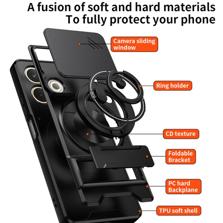 For OPPO A5 Pro 5G Global Lens Sliding Window Multifunctional Magnetic Shockproof Phone Case