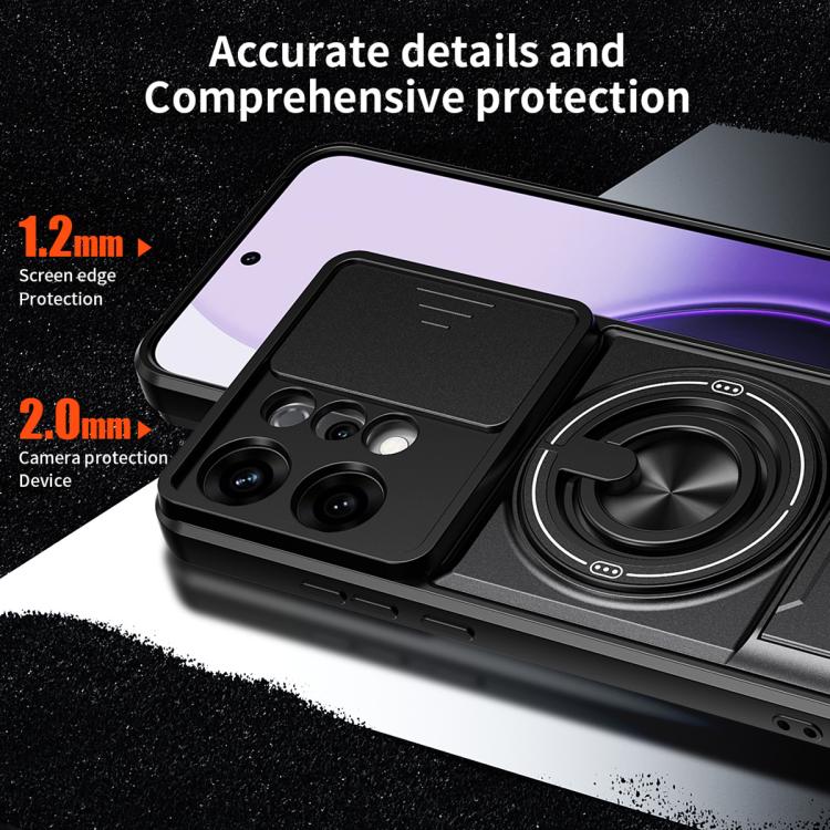 For OPPO Reno14 5G Global Lens Sliding Window Multifunctional Magnetic Shockproof Phone Case