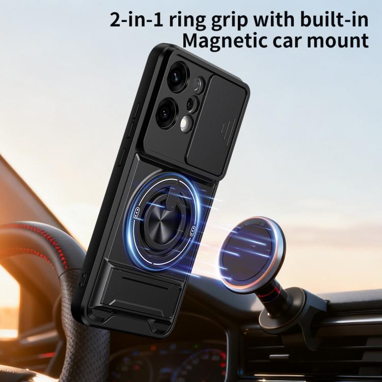 For OPPO Reno14 5G Global Lens Sliding Window Multifunctional Magnetic Shockproof Phone Case