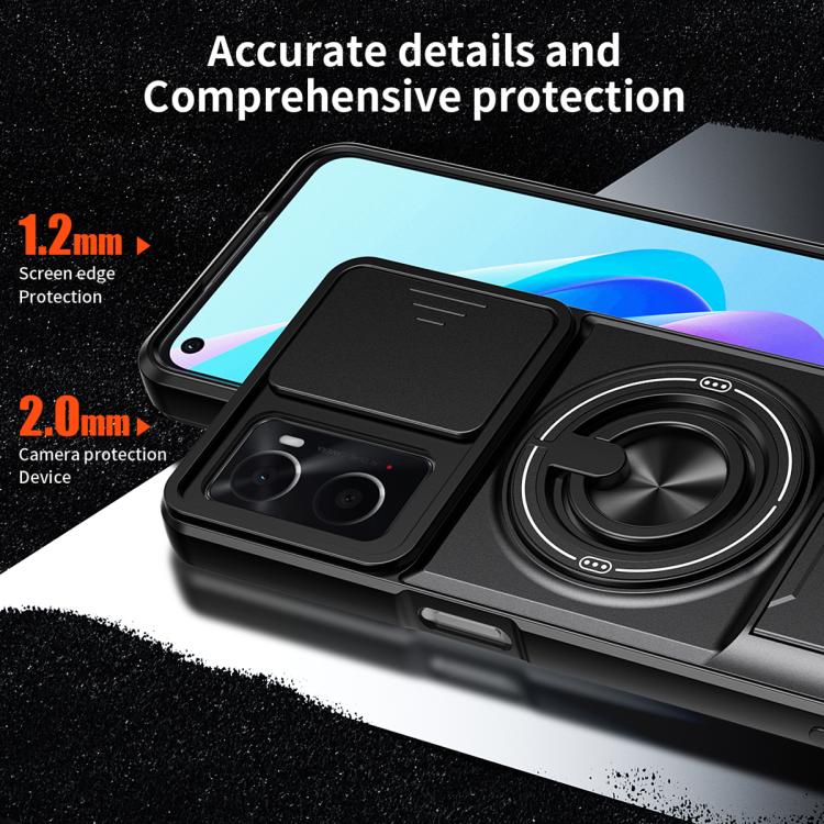 For OPPO A76 / A36 Lens Sliding Window Multifunctional Magnetic Shockproof Phone Case