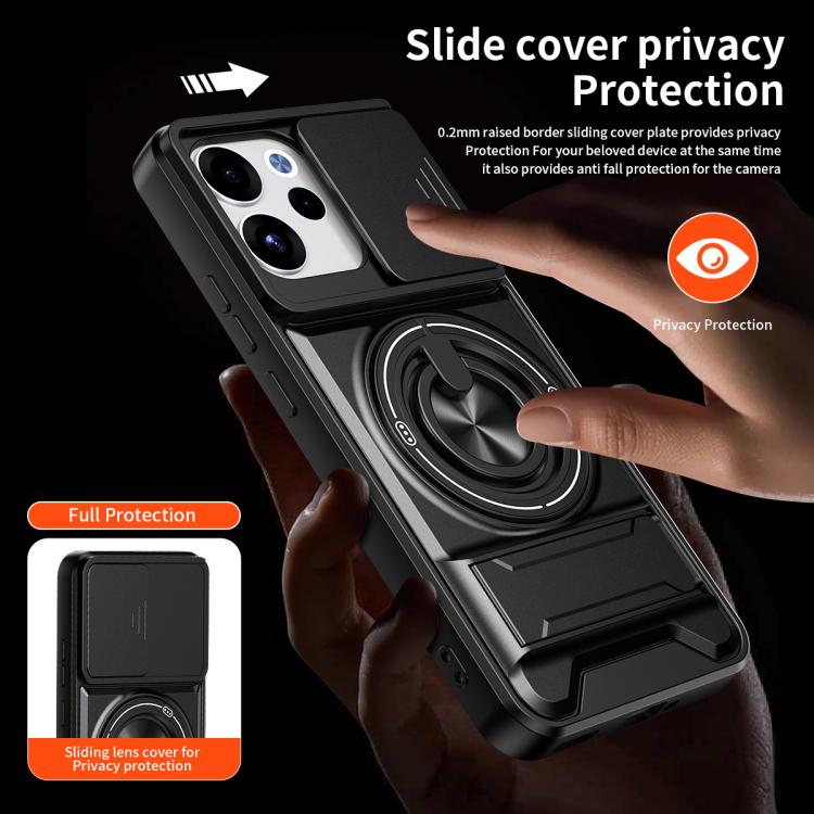 For OPPO Reno15 F 5G Global Lens Sliding Window Multifunctional Magnetic Shockproof Phone Case