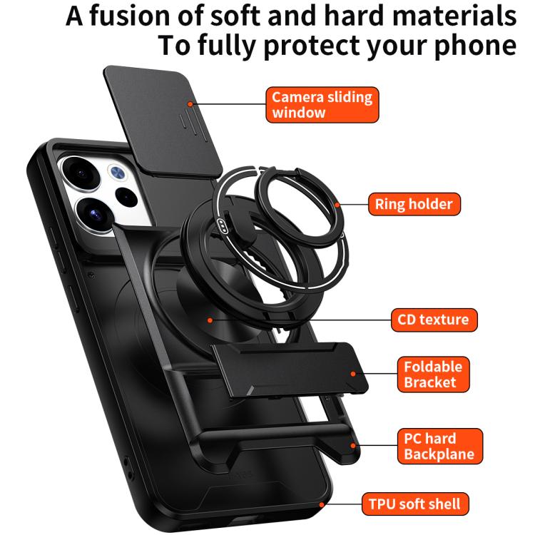 For OPPO Reno15 F 5G Global Lens Sliding Window Multifunctional Magnetic Shockproof Phone Case