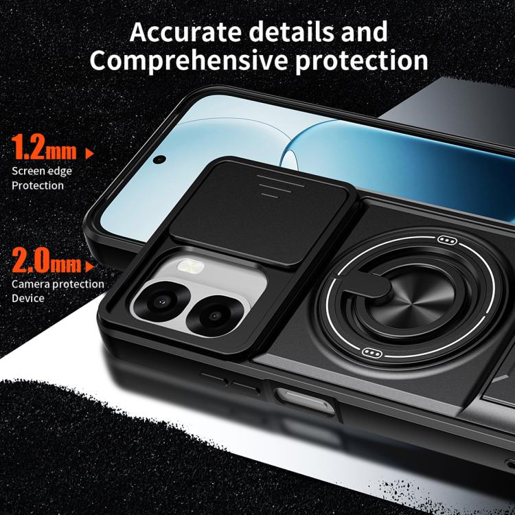 For OPPO A6x 4G / 5G Lens Sliding Window Multifunctional Magnetic Shockproof Phone Case