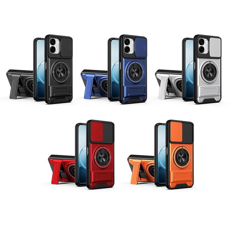 For OPPO A6x 4G / 5G Lens Sliding Window Multifunctional Magnetic Shockproof Phone Case