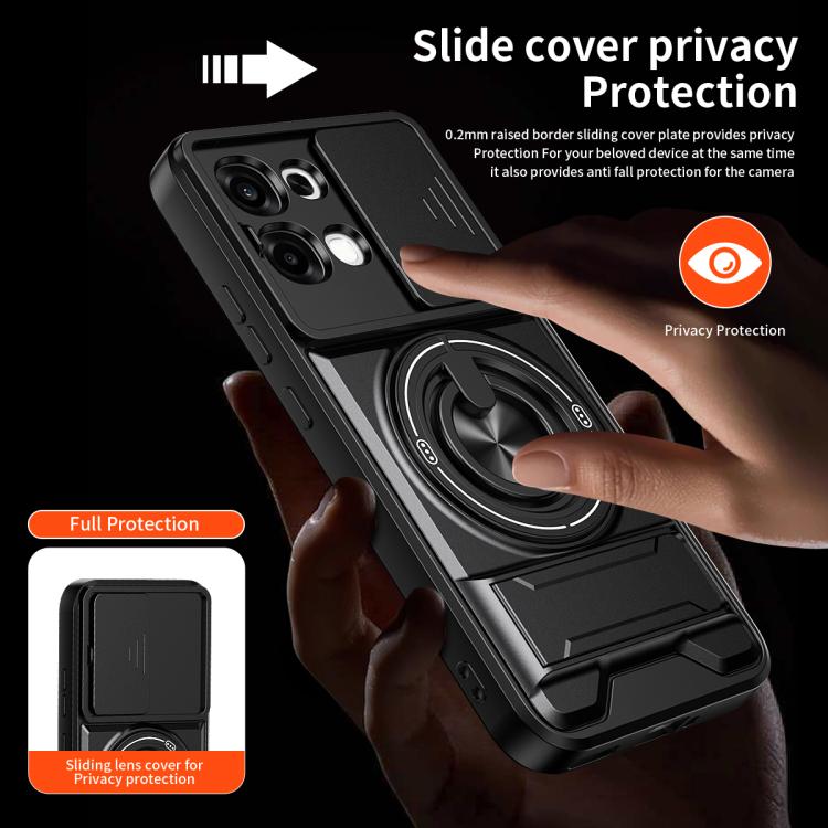 For OPPO F31 5G / A6 Pro 4G / 5G Lens Sliding Window Multifunctional Magnetic Shockproof Phone Case