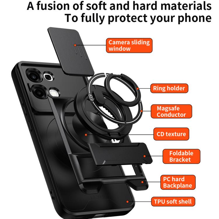 For OPPO F31 5G / A6 Pro 4G / 5G Lens Sliding Window Multifunctional Magnetic Shockproof Phone Case