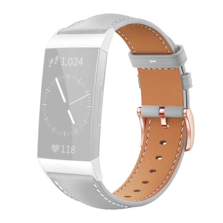For Fitbit Charge 4 / 3 xDfind Rose Gold Buckle Black Shark Fine Grain Vegan Leather Watch Band