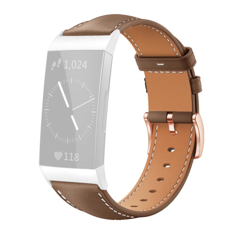 For Fitbit Charge 4 / 3 xDfind Rose Gold Buckle Black Shark Fine Grain Vegan Leather Watch Band