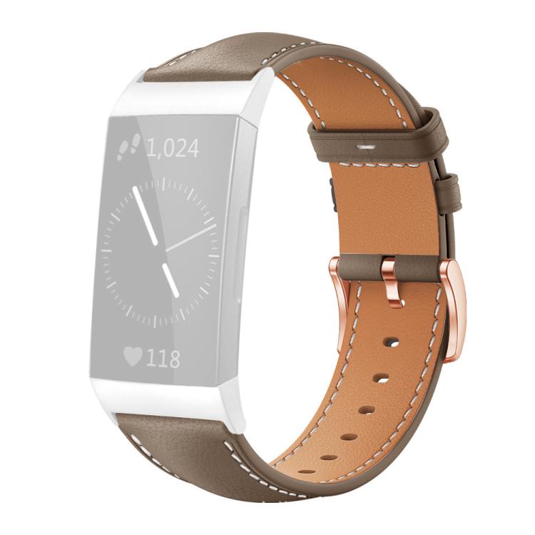 For Fitbit Charge 4 / 3 xDfind Rose Gold Buckle Black Shark Fine Grain Vegan Leather Watch Band
