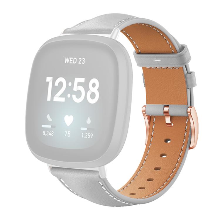 For Fitbit Versa 4 / 3 / Sense2 / 1 xDfind Rose Gold Buckle Black Shark Fine Grain Vegan Leather Watch Band