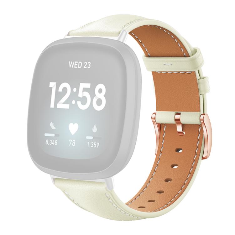 For Fitbit Versa 4 / 3 / Sense2 / 1 xDfind Rose Gold Buckle Black Shark Fine Grain Vegan Leather Watch Band