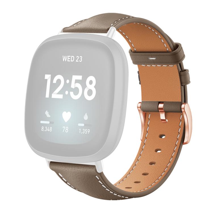 For Fitbit Versa 4 / 3 / Sense2 / 1 xDfind Rose Gold Buckle Black Shark Fine Grain Vegan Leather Watch Band