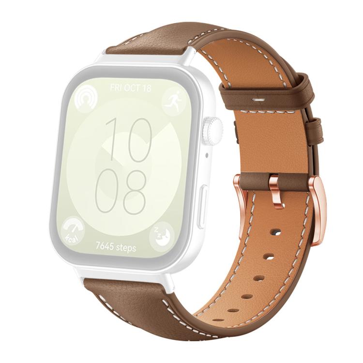 For Huawei Watch Fit4 Pro / Fit4 / Fit3 xDfind Rose Gold Buckle Black Shark Fine Grain Vegan Leather Watch Band