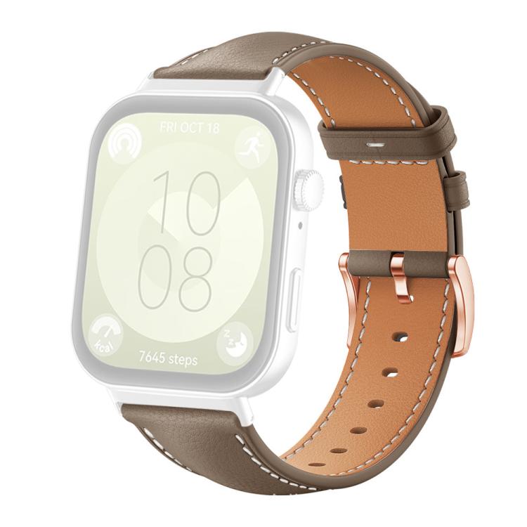 For Huawei Watch Fit4 Pro / Fit4 / Fit3 xDfind Rose Gold Buckle Black Shark Fine Grain Vegan Leather Watch Band