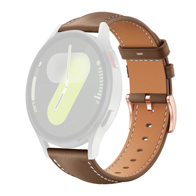 For Samsung Galaxy Watch7 / FE / 6 / 5 / 4 xDfind Rose Gold Buckle Black Shark Fine Grain Vegan Leather Watch Band