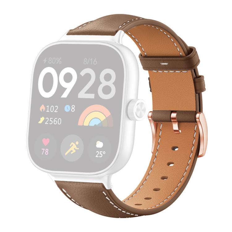 For Xiaomi Band 10 Pro / 9 Pro / Redmi Watch 6 xDfind Rose Gold Buckle Black Shark Fine Grain Vegan Leather Watch Band