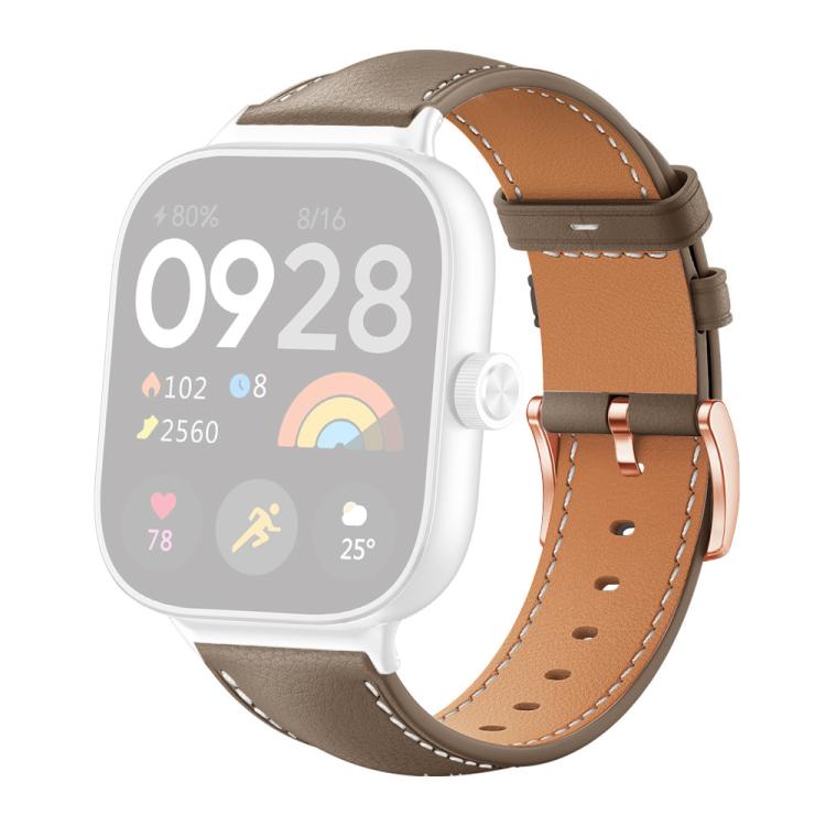 For Xiaomi Band 10 Pro / 9 Pro / Redmi Watch 6 xDfind Rose Gold Buckle Black Shark Fine Grain Vegan Leather Watch Band