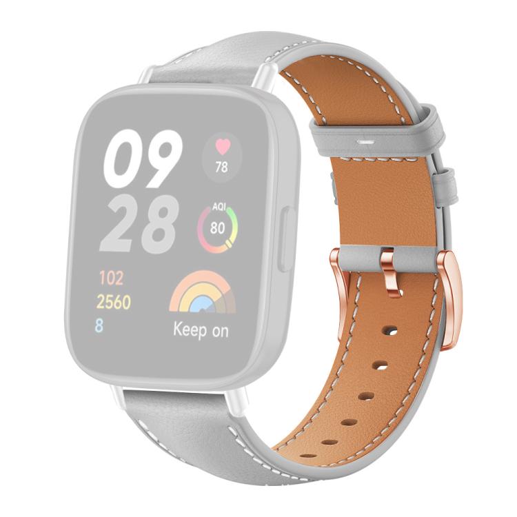 For Redmi Watch 3 xDfind Rose Gold Buckle Black Shark Fine Grain Vegan Leather Watch Band