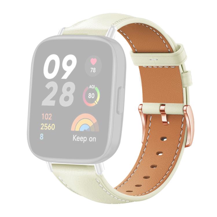 For Redmi Watch 3 xDfind Rose Gold Buckle Black Shark Fine Grain Vegan Leather Watch Band