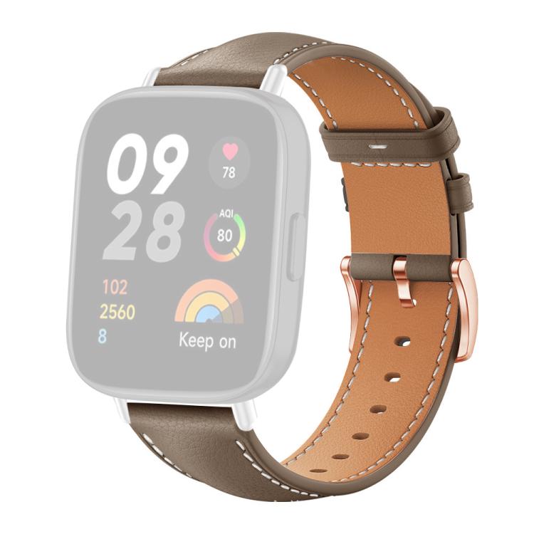For Redmi Watch 3 xDfind Rose Gold Buckle Black Shark Fine Grain Vegan Leather Watch Band