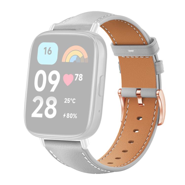 For Redmi Watch 3 Active / Watch 3 Lite xDfind Rose Gold Buckle Black Shark Fine Grain Vegan Leather Watch Band
