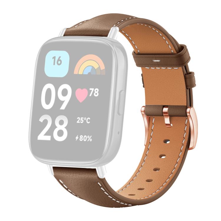 For Redmi Watch 3 Active / Watch 3 Lite xDfind Rose Gold Buckle Black Shark Fine Grain Vegan Leather Watch Band
