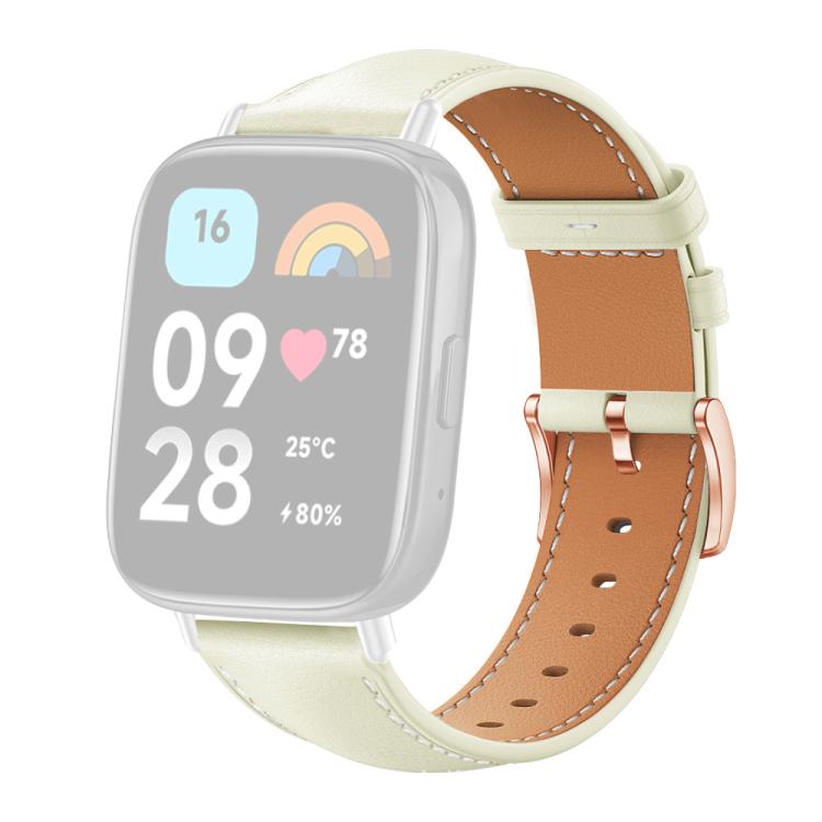 For Redmi Watch 3 Active / Watch 3 Lite xDfind Rose Gold Buckle Black Shark Fine Grain Vegan Leather Watch Band