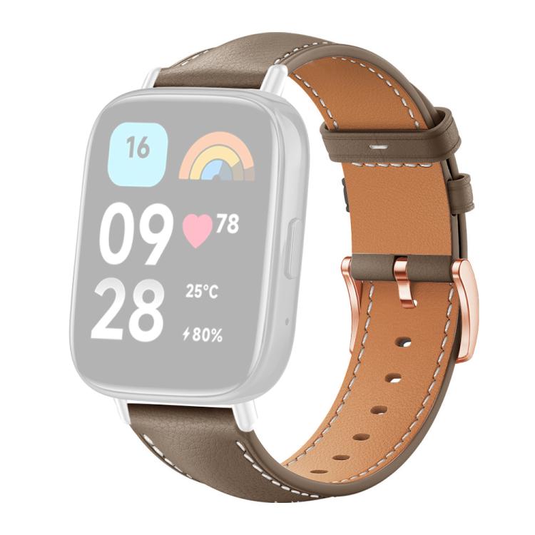 For Redmi Watch 3 Active / Watch 3 Lite xDfind Rose Gold Buckle Black Shark Fine Grain Vegan Leather Watch Band