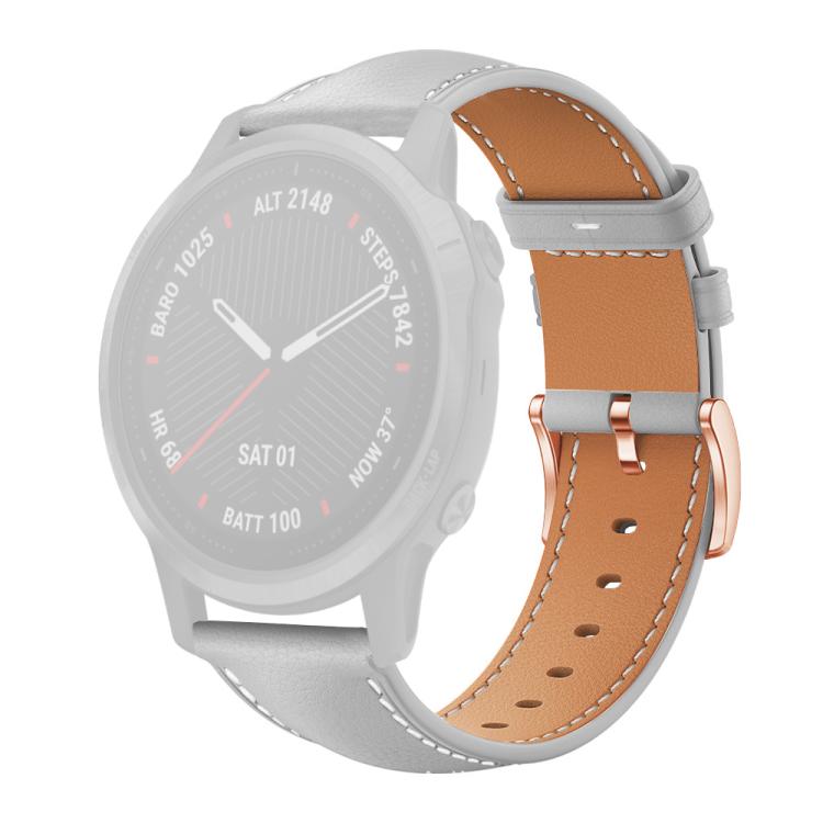 For Garmin Fenix 8/7S/6S/5S 20mm xDfind Rose Gold Buckle Black Shark Fine Grain Vegan Leather Watch Band