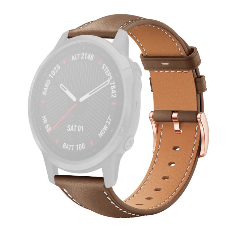 For Garmin Fenix 8/7S/6S/5S 20mm xDfind Rose Gold Buckle Black Shark Fine Grain Vegan Leather Watch Band